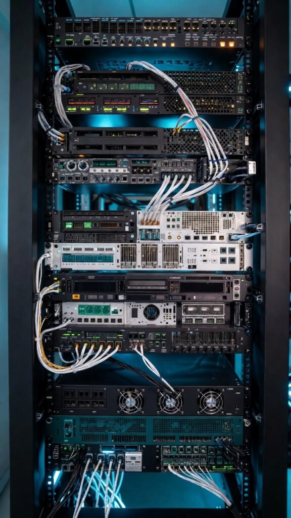 imagen trasera de servidores y conexiones